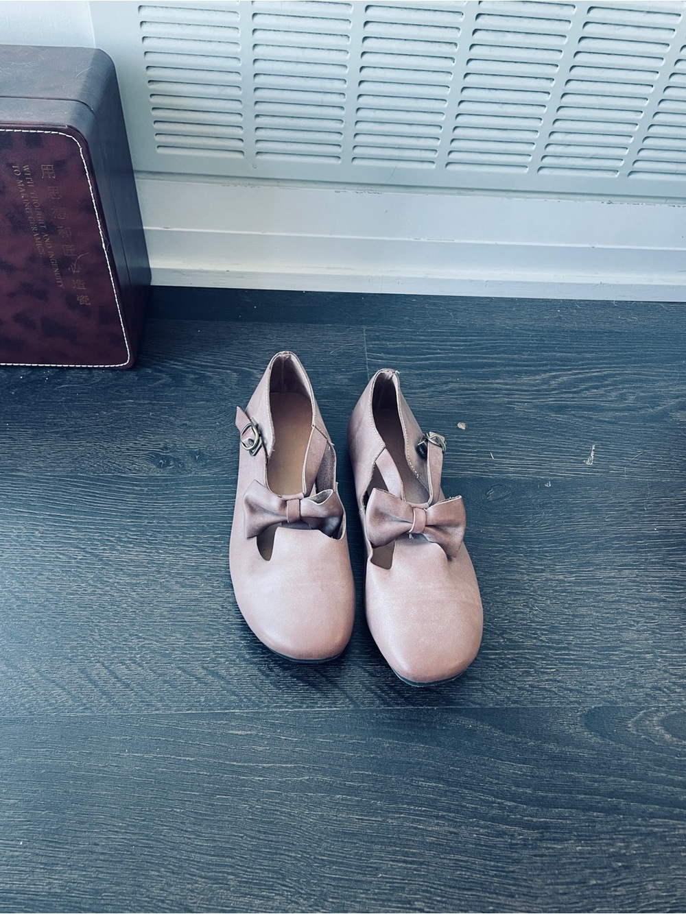 Women's Bow Mary Jane Flats in Dusty Pink